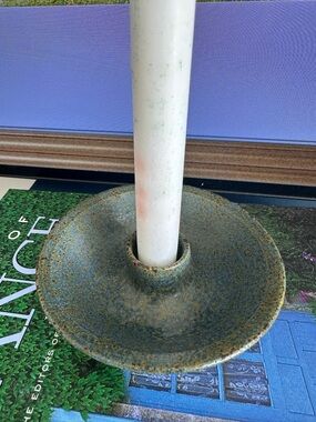 Rustic Glazed Ceramic Candle Holder with Ivory Taper